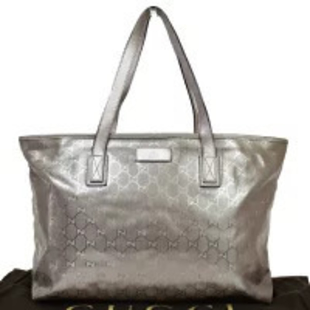 Gucci Imprime Shoulder Bag Tote GG Metallic Pink Leather